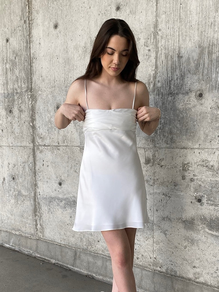 Pillow Talk Slip Dress in White
