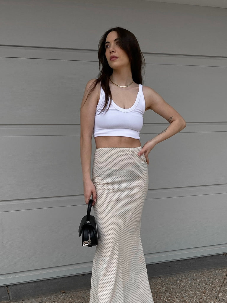 Rome Pinstripe Maxi Skirt