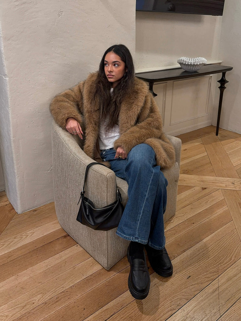 Logan Faux Fur Coat Mink | Rebel Violet