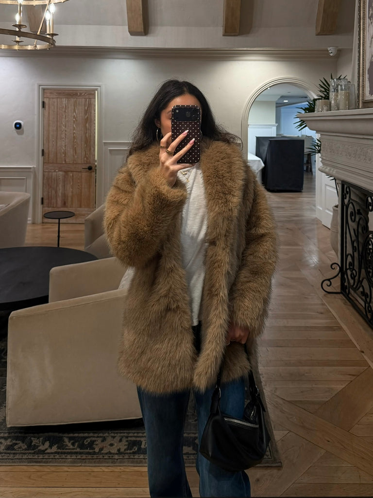 Logan Faux Fur Coat Mink | Rebel Violet