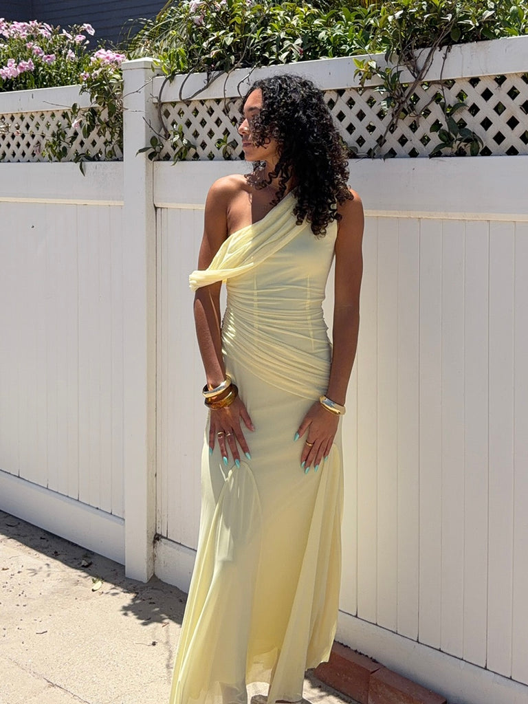 gold mesh maxi dress Goldie Off the Shoulder Pink Ombre