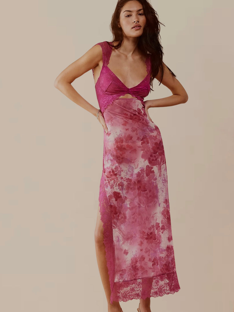 Suddenly Fine Maxi Slip Dress in Rosey by FREE PEOPLE