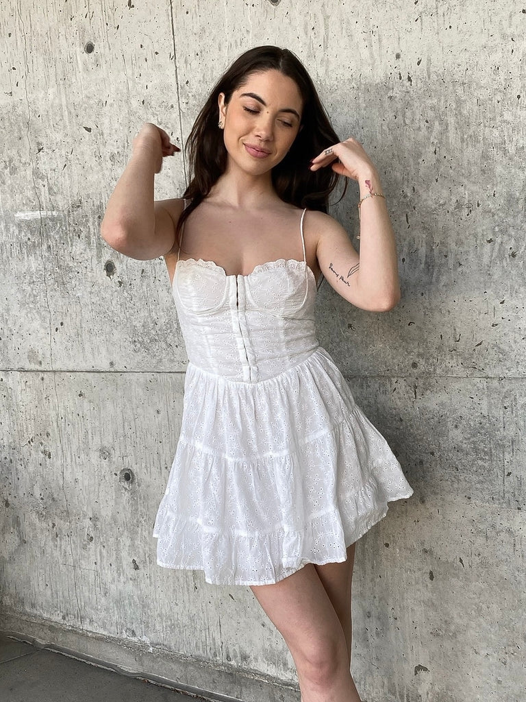 Elizabeth Eyelet Dress in White