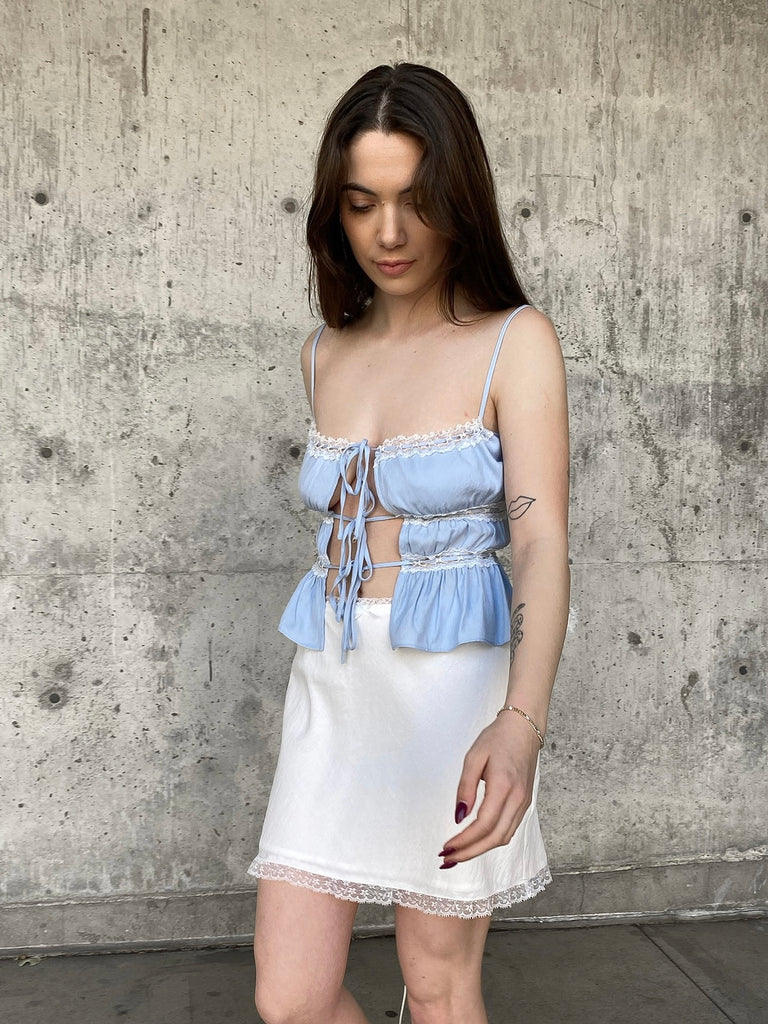 Leah Linen Mini Skirt in White