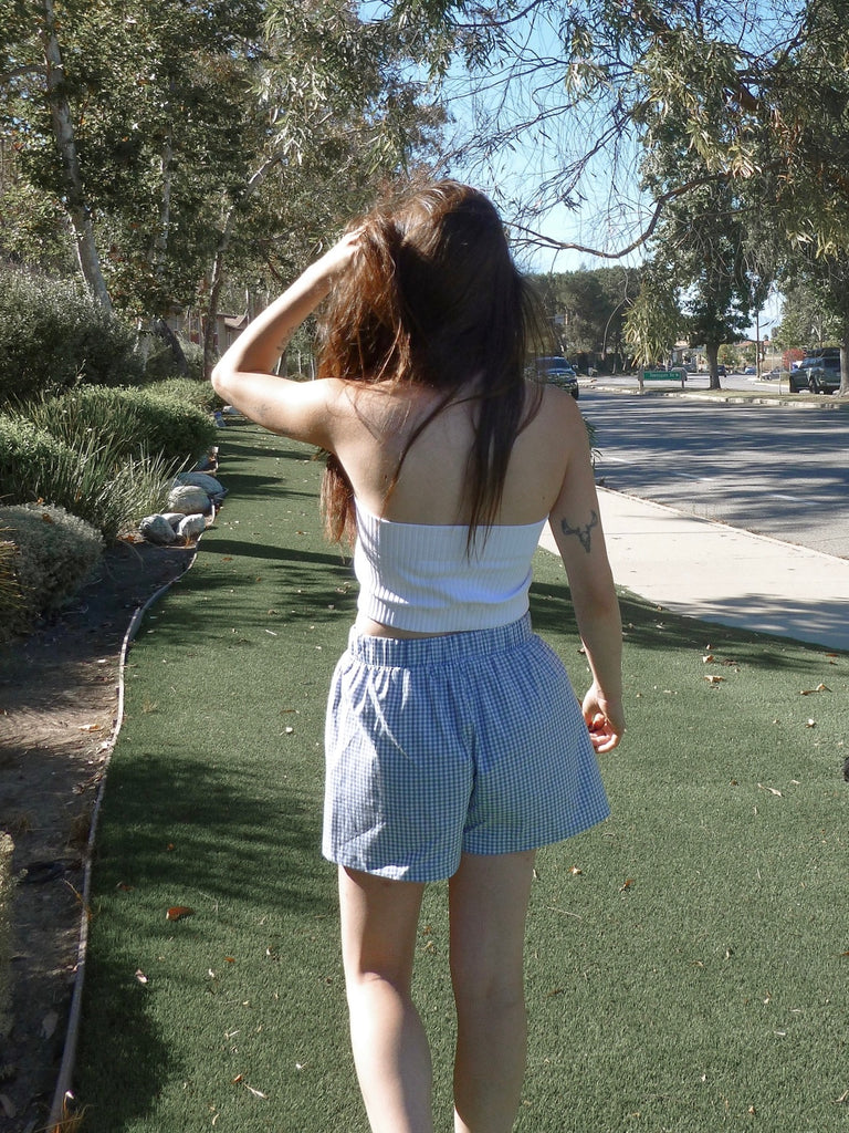 Ted Gingham Boxer Shorts in Blue