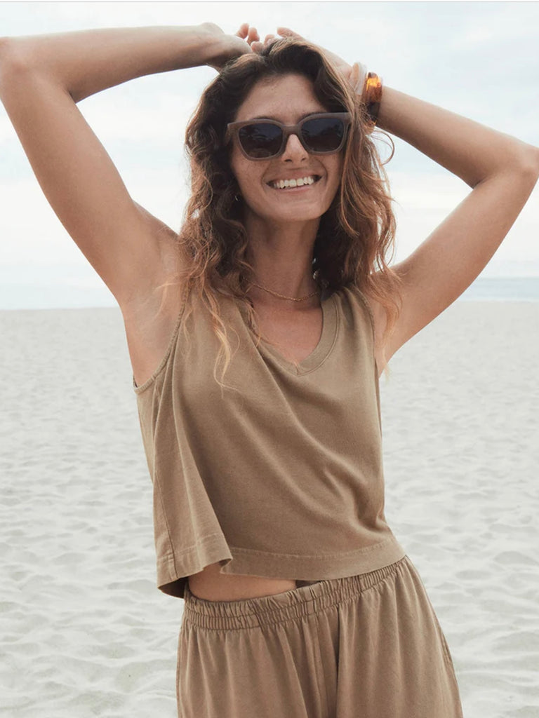 Sloane V-neck Top in Iced Coffee by Z SUPPLY