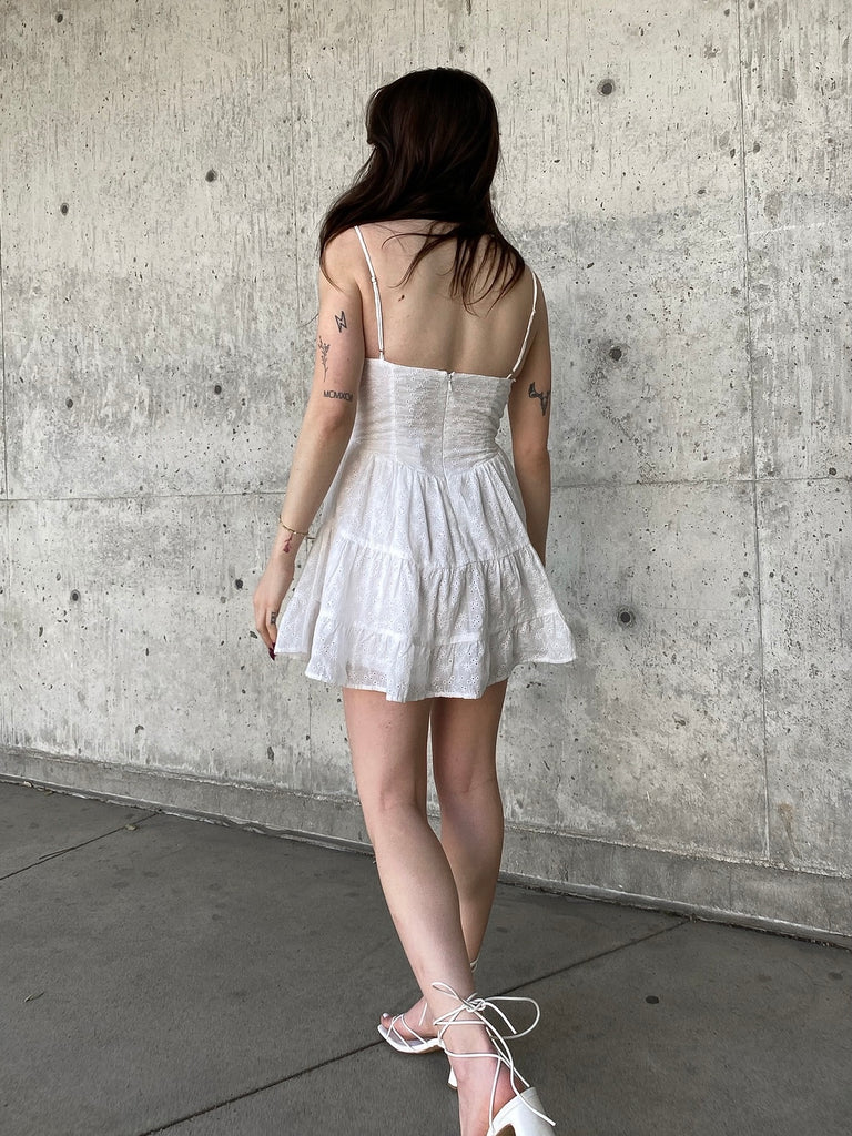 Elizabeth Eyelet Dress in White