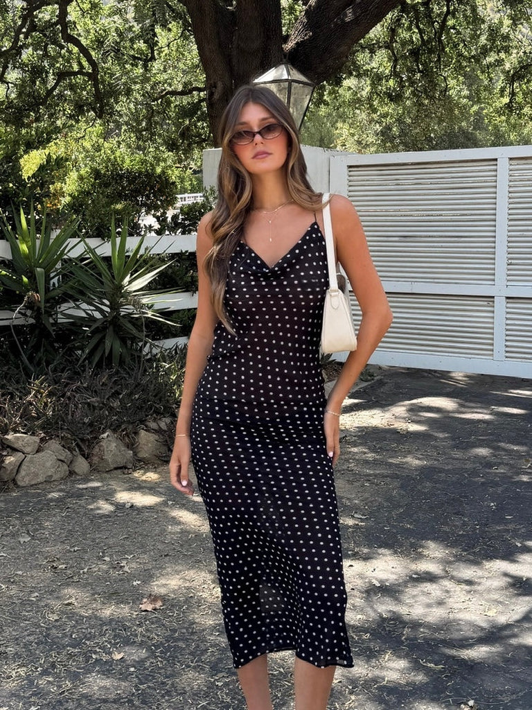 Bronx Polka Dot Maxi Dress in Black | Rebel Violet Bronx Polka Dot Maxi Dress in Black | Rebel Violet