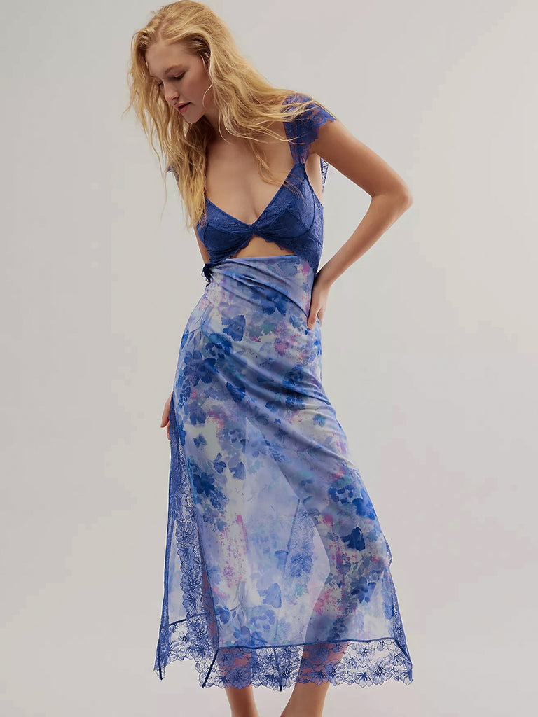 Suddenly Fine Maxi Slip Dress in Spring Rain by FREE PEOPLE