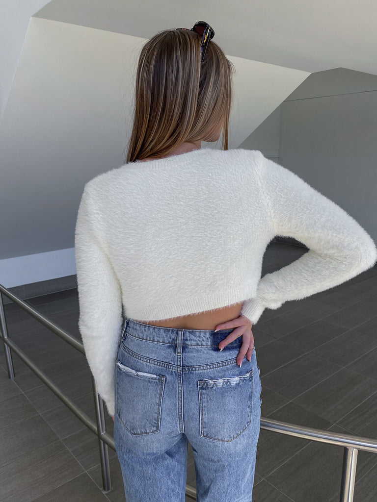 Brinley Sweater Top in Creme