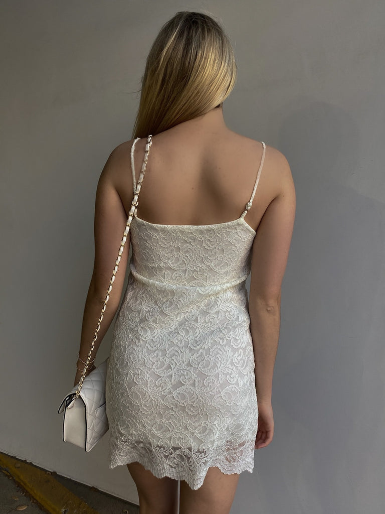 Bliss Mini Dress in Ivory Lace