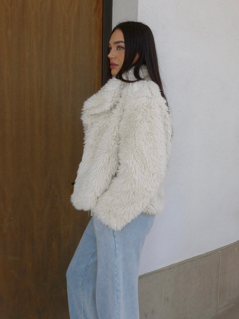 Farah Faux Fur Jacket in Ivory