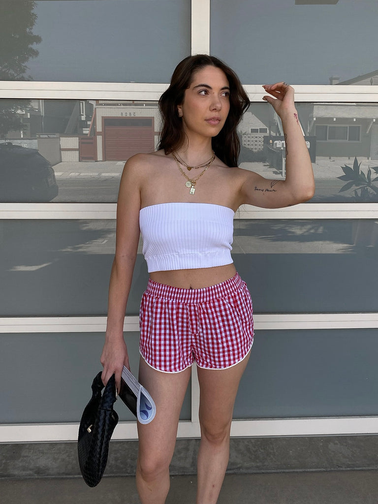 Rylee Gingham Shorts in Red