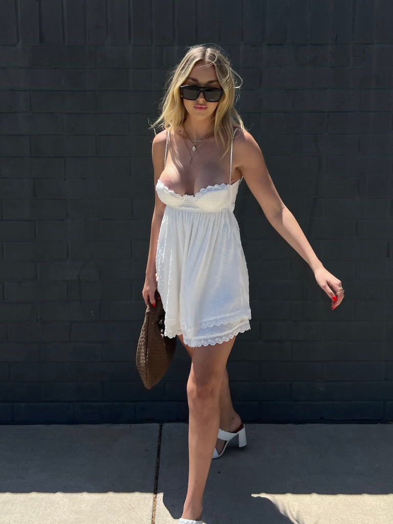 Sweetheart Dottie Dress in White