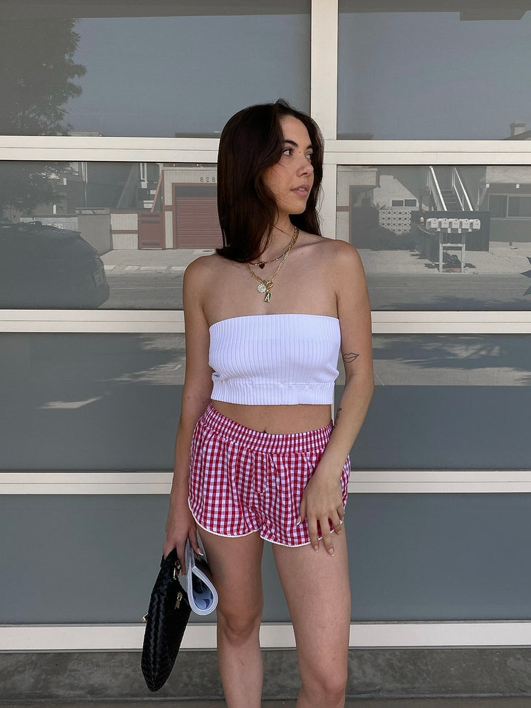 Rylee Gingham Shorts in Red