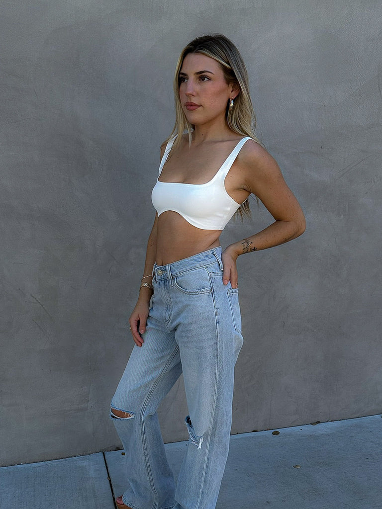 Hailey Square Bralette in Ivory by FREE PEOPLE