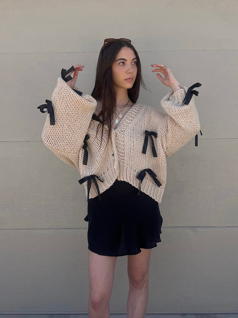 Latte Chunky Knit Cardigan