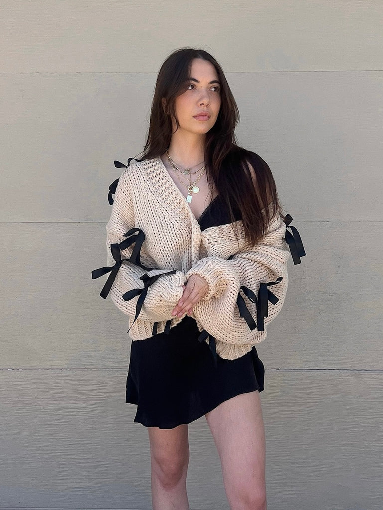 Latte Chunky Knit Cardigan