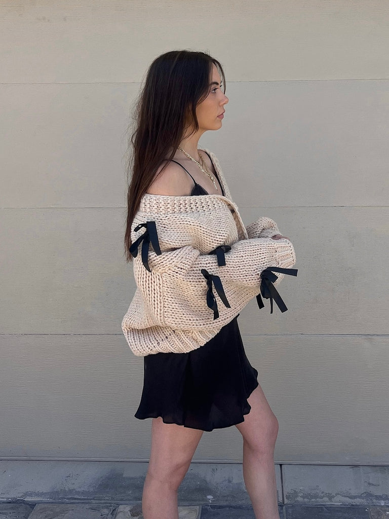 Latte Chunky Knit Cardigan