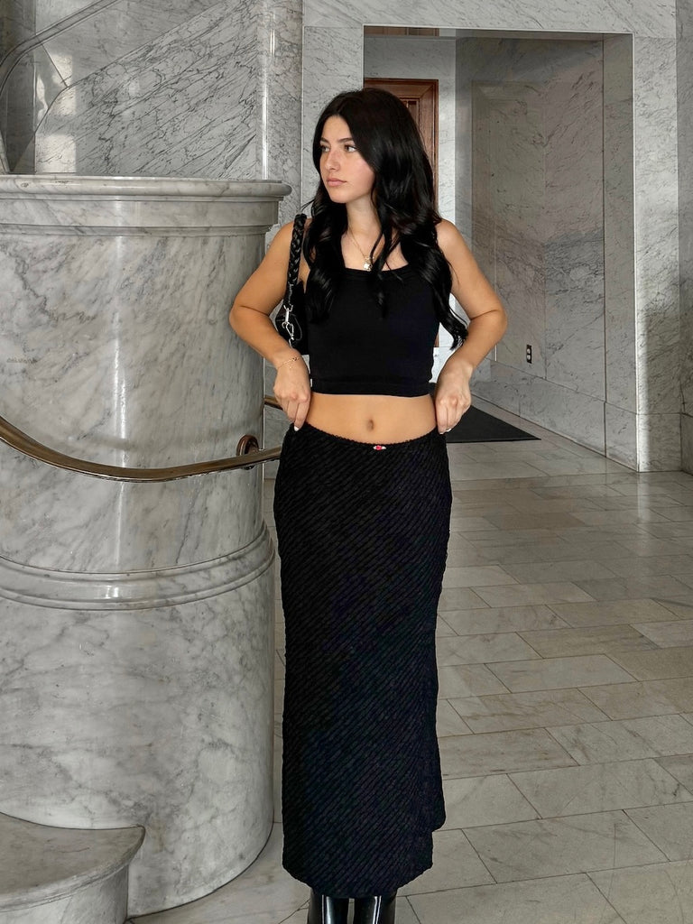 Ruffle Me Up Maxi Skirt in Black