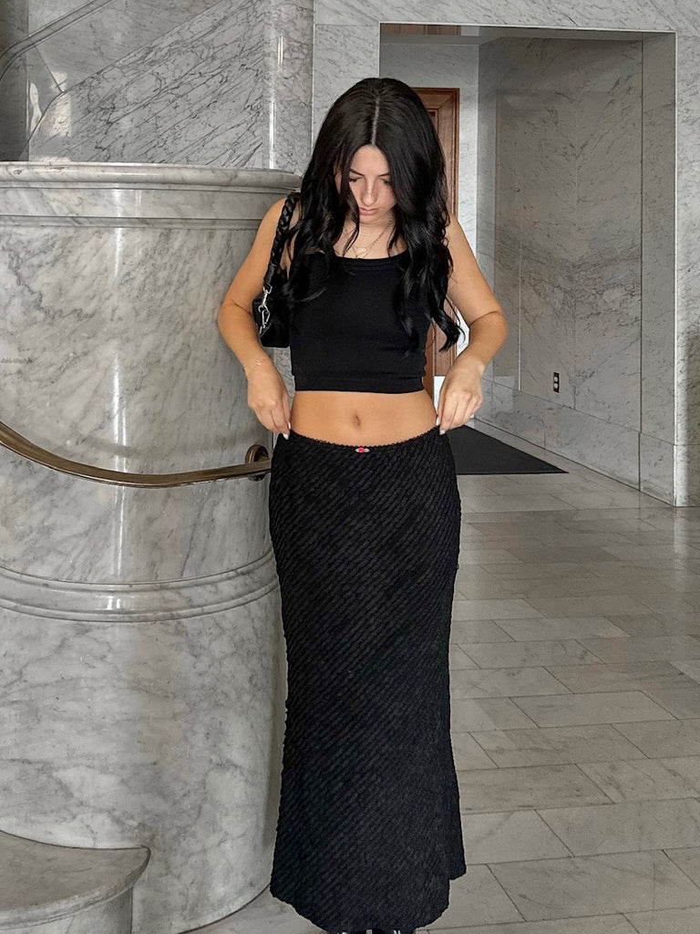 Ruffle Me Up Maxi Skirt in Black