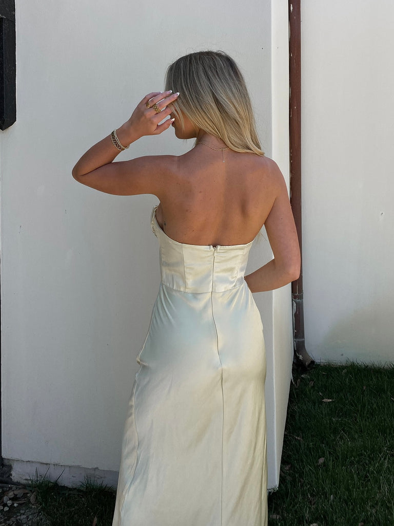 Mona Satin Maxi Dress in Sunlight