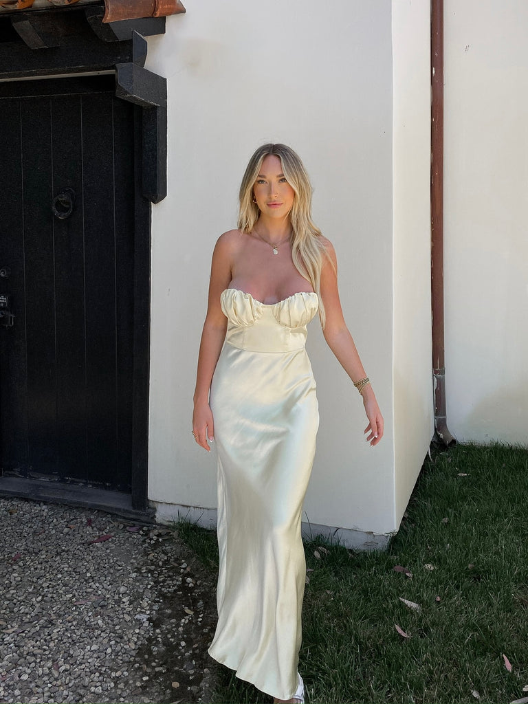 Mona Satin Maxi Dress in Sunlight