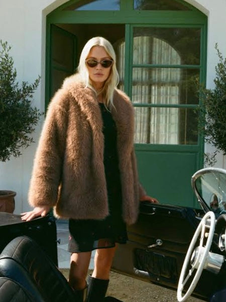 Logan Faux Fur Coat Mink | Rebel Violet