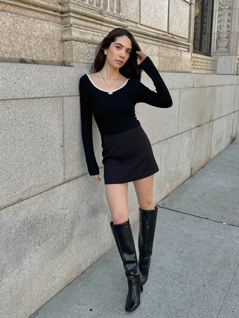 Shelby Long Sleeve Top in Black