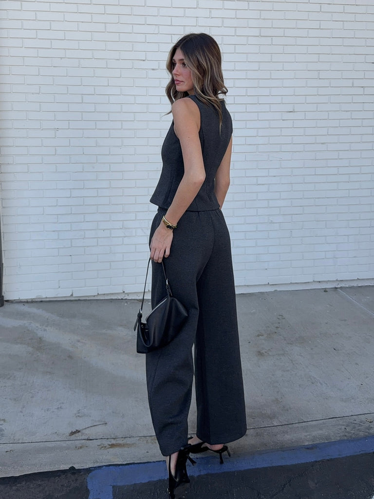 Paxon Wide Leg Pant in Charcoal