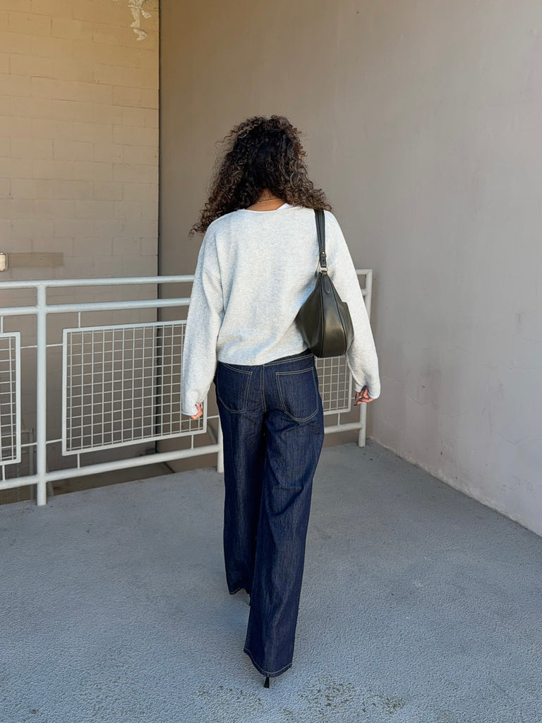 Ashton Button Down Cardigan in Light Grey