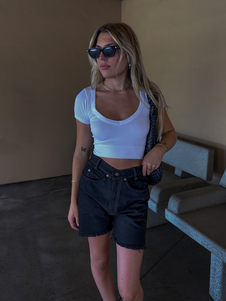 Back in Session V-Neck Top in White