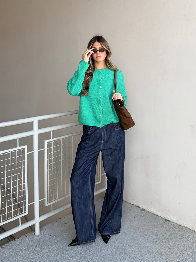 Doyle Button Down Cardigan in Green