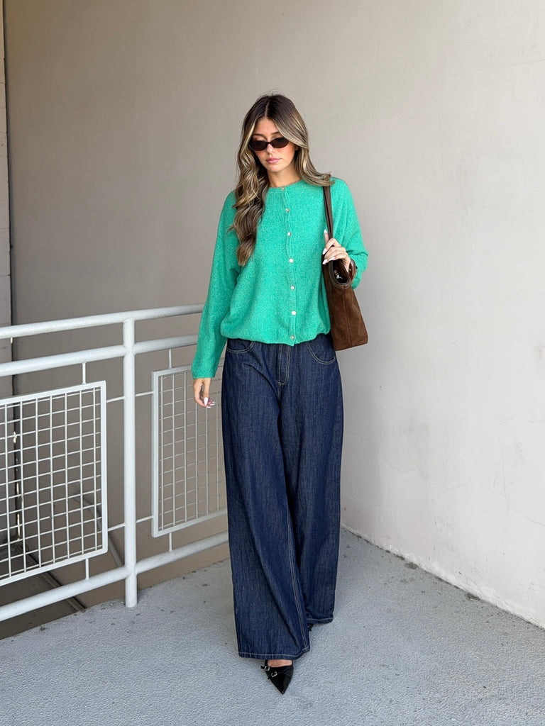 Doyle Button Down Cardigan in Green