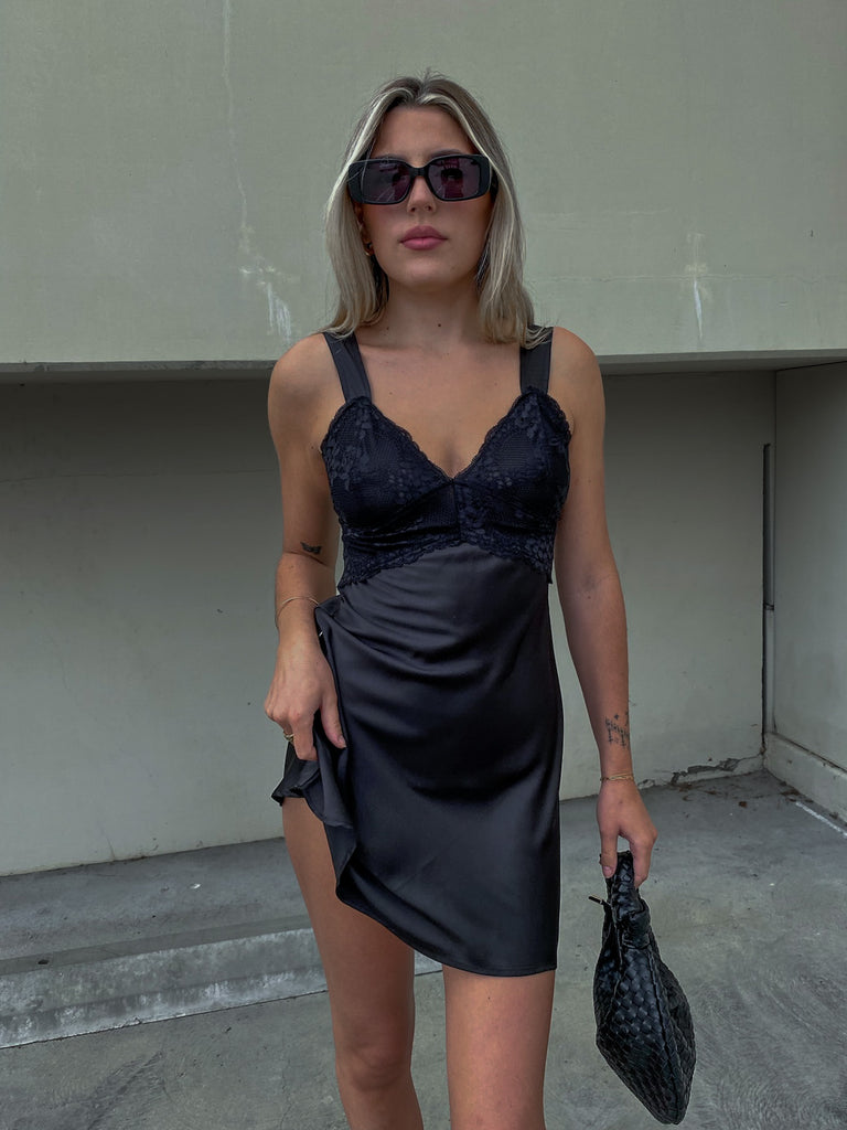 Valetta Slip Dress in Black
