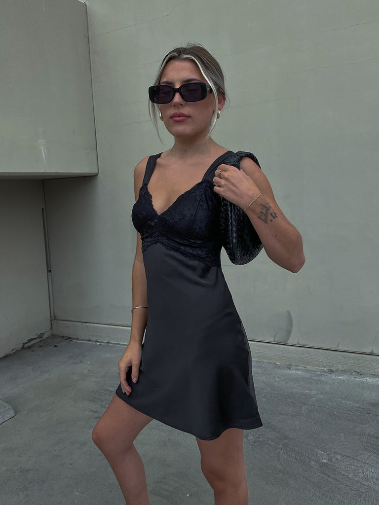 Valetta Slip Dress in Black