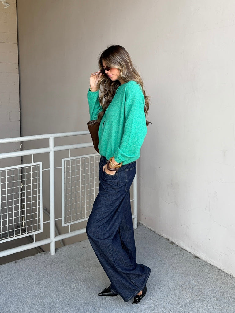 Doyle Button Down Cardigan in Green