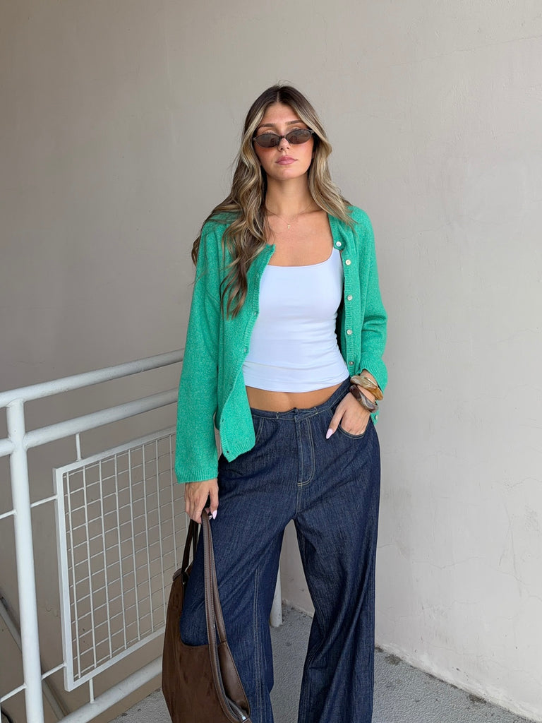 Doyle Button Down Cardigan in Green