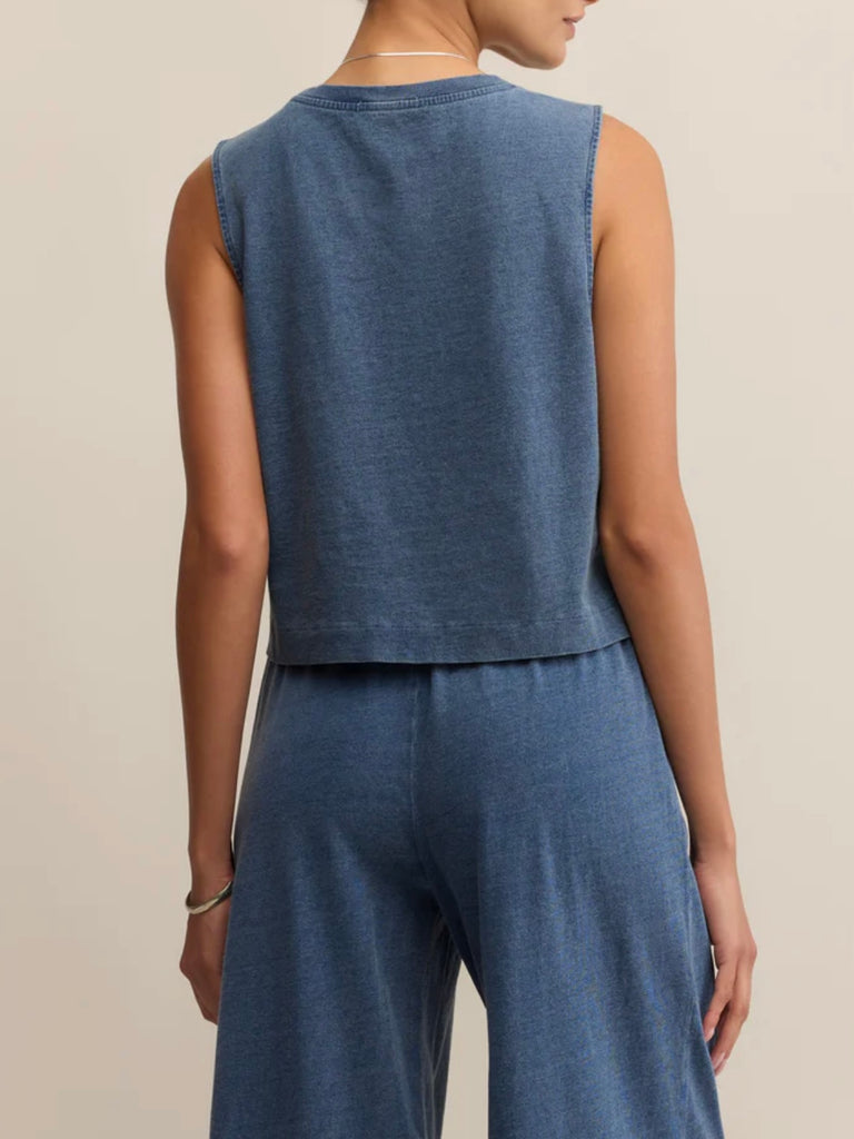 Sloane Jersey Denim Muscle Tank in Vintage Indigo by Z SUPPLY