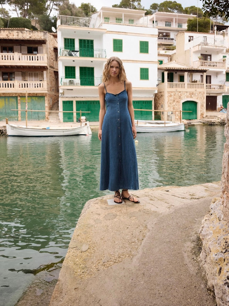 Angel Eyes Denim Midi Dress in Medium Indigo by Z SUPPLY