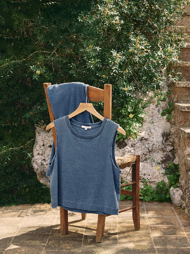 Sloane Jersey Denim Muscle Tank in Vintage Indigo by Z SUPPLY