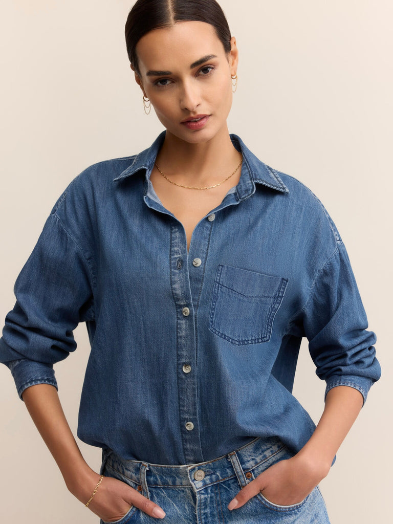 Atwood Denim Shirt in Medium Indigo by Z SUPPLY