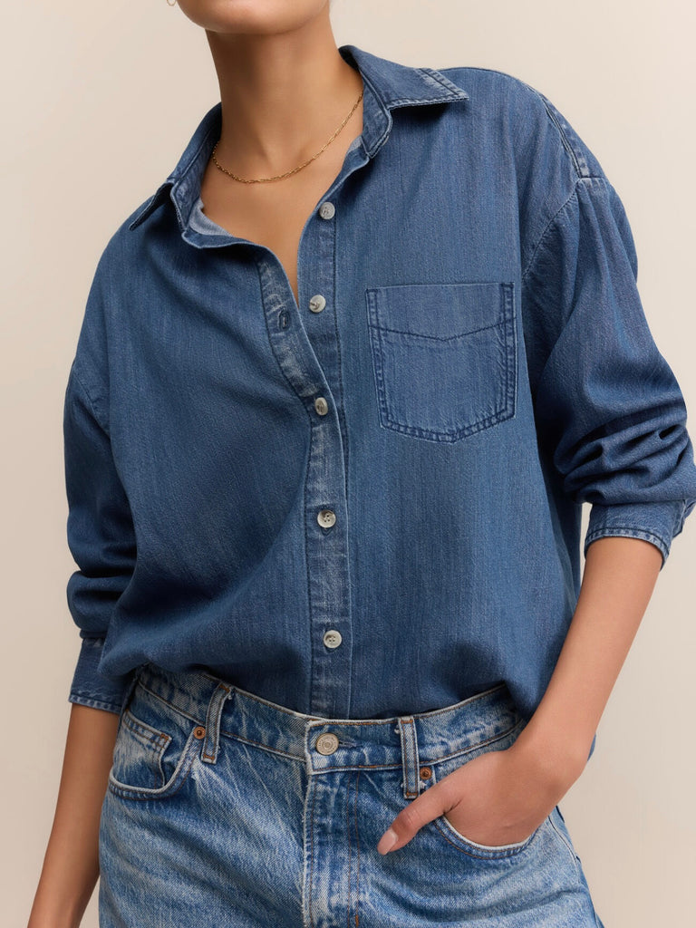 Atwood Denim Shirt in Medium Indigo by Z SUPPLY