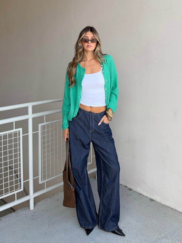 Doyle Button Down Cardigan in Green