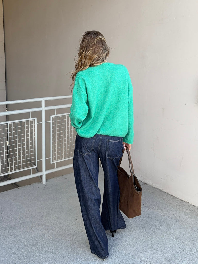 Doyle Button Down Cardigan in Green