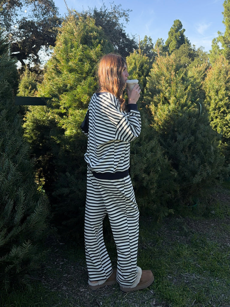 Tyler Long Sleeve Stripe Top in Navy