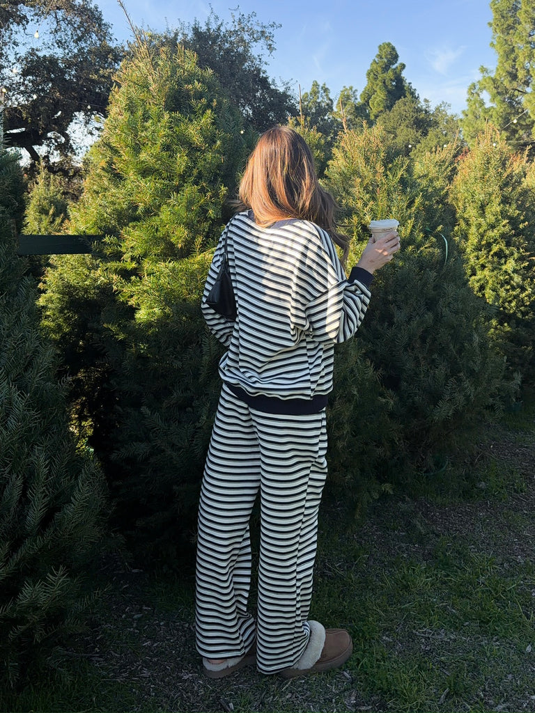 Tyler Long Sleeve Stripe Top in Navy