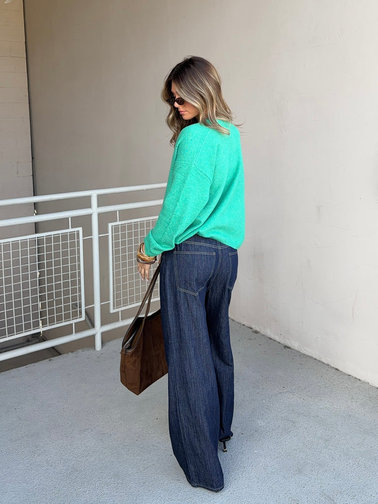 Doyle Button Down Cardigan in Green