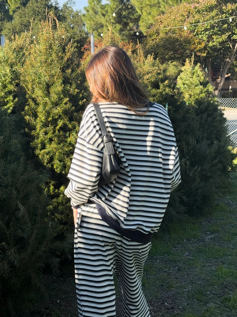 Tyler Long Sleeve Stripe Top in Navy