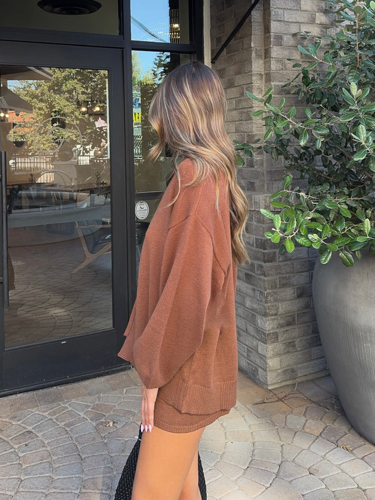Fallon Knit Shorts in Burnt Sienna
